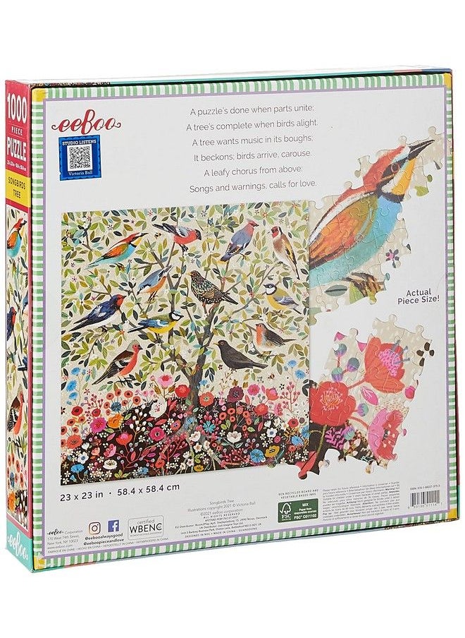 eeboo : Piece And Love Songbirds Tree 1000 Piece Square Adult Jigsaw Puzzle, Puzzle For Adults And Families, Glossy, Sturdy Pieces And Minimal Puzzle Dust  - Image 4