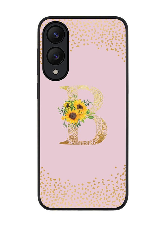 Stylizedd For Samsung Galaxy S25 Edge Case,Slim fit Camera Protection, Shockproof Thin Phone cover  - Custom Floral Monogram - B  (Pink )