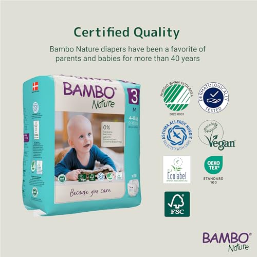 Bambo Nature Premium Baby Tape Diapers for Baby Medium Size (4-8 Kgs), Super Absorbent, Breathable, Extra Soft, Dermatologically Tested, Hypoallergenic Infant Nappies With Wetness Indicator, 168 Count - Image 4