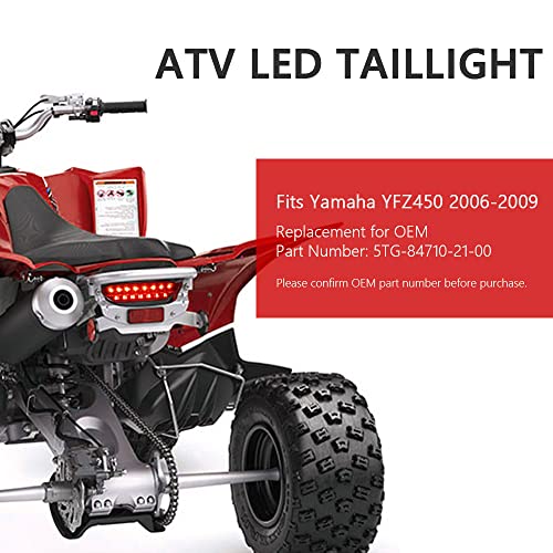 KICRY Led Tail Light Brake Assembly for Yamaha 2006-2009 YFZ450 5TG-84710-21-00 (Red Lens) - Image 3