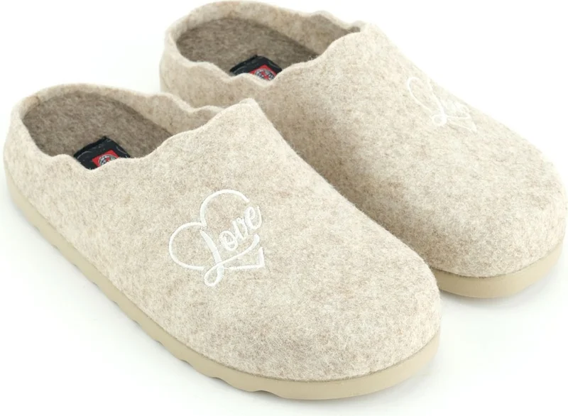 Gezer Women's Winter Embroidered Heart Design Comfortable Sole Home Garden Slippers