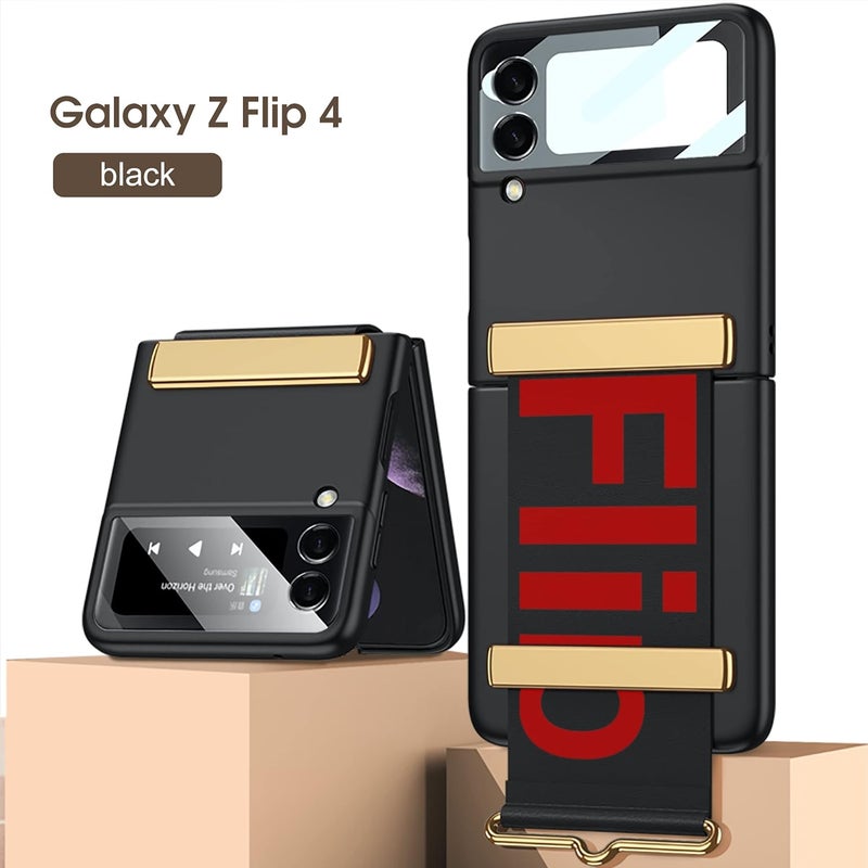 BOUNCEBACK Case Cover with Strap for Samsung Galaxy Z Flip4 / Galaxy Flip 4 Case Cover - (Black | Poly Carbonate | Leather) - Image 2