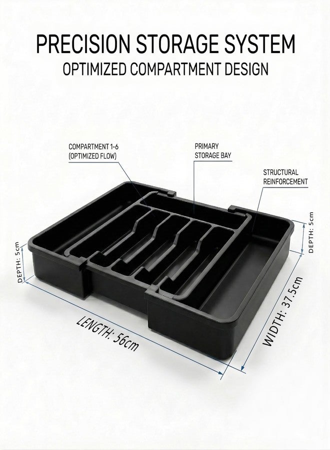 Tarev Drawer Organizer Tray/Kitchen Expandable Utensil Tray/Adjustable Utensil Organizer/Cutlery Silverware Flatware Holder/Divider for Spoons Forks Knives Tableware (Black, 1 Pcs) - Image 2