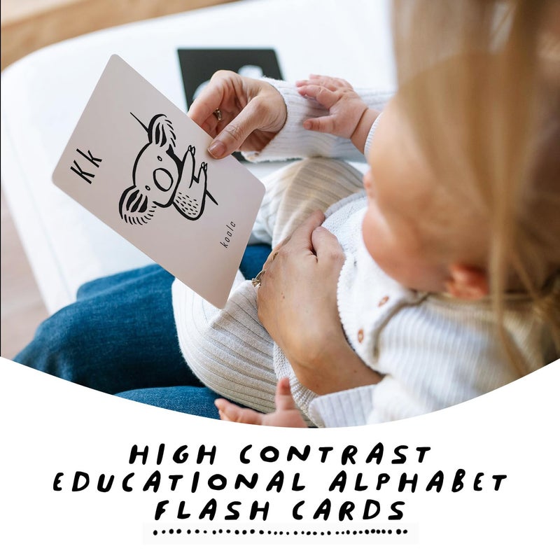 Wee Gallery Educational Flashcards for Babies, Double Sided Black and White Learning Flash cards, Woodland Animal Alphabet Cards for Visual Stimulation and Cognitive Development of Toddlers - Image 2