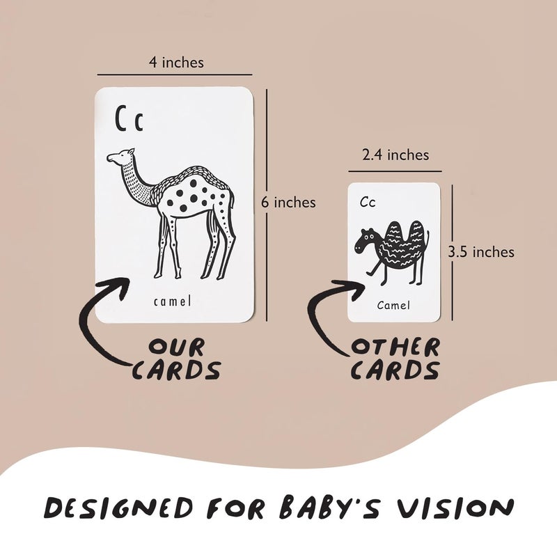 Wee Gallery Educational Flashcards for Babies, Double Sided Black and White Learning Flash cards, Woodland Animal Alphabet Cards for Visual Stimulation and Cognitive Development of Toddlers - Image 4