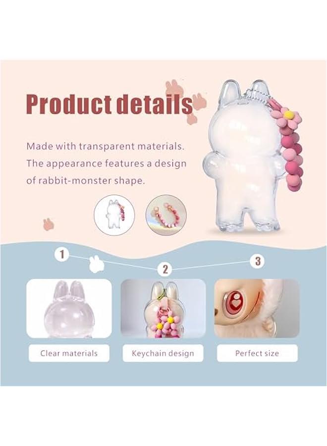 Keychain Protective case for Labubu Plush Figure Doll,Transparent Display case for The Dolls of Pop Mart Labubu Monster Series.Storage Transparent PVC Keychain Model Walking Display Bag (Standing)  - Image 2