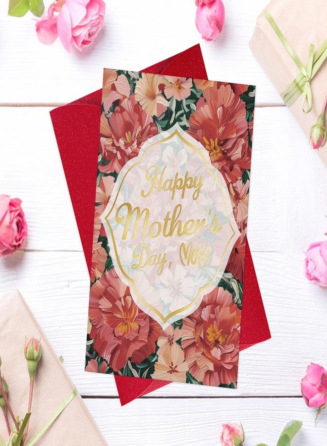 FLYAB Mothers Day Gift Card - 5.5"x8" Mother's Day Flower Card with Envelope Golden Foil Floral Design Elegant Present for Mom from Son Daughter - Image 3