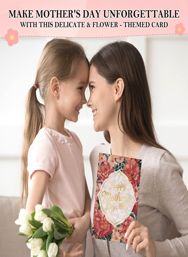 FLYAB Mothers Day Gift Card - 5.5"x8" Mother's Day Flower Card with Envelope Golden Foil Floral Design Elegant Present for Mom from Son Daughter - Image 2
