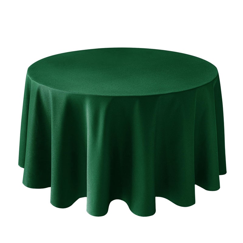 Biscaynebay Biscaynebay Textured Fabric Round Table Cloths 108 Hunter Green Water Resistant Tablecloth Circle Folding Table Covers Linen for Dining Kitchen Wedding Parties etc Machine Washable 