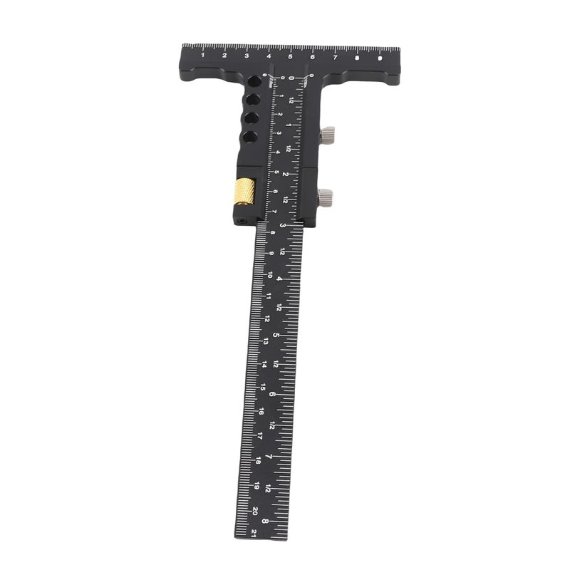 T Shape Aluminum Alloy Woodworking Scriber 9 Inch Ruler With Fine Tuning For Accurate Line Marking - Image 1