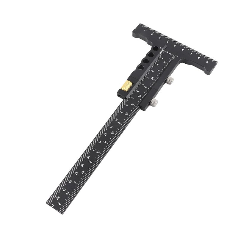 T Shape Aluminum Alloy Woodworking Scriber 9 Inch Ruler With Fine Tuning For Accurate Line Marking - Image 4