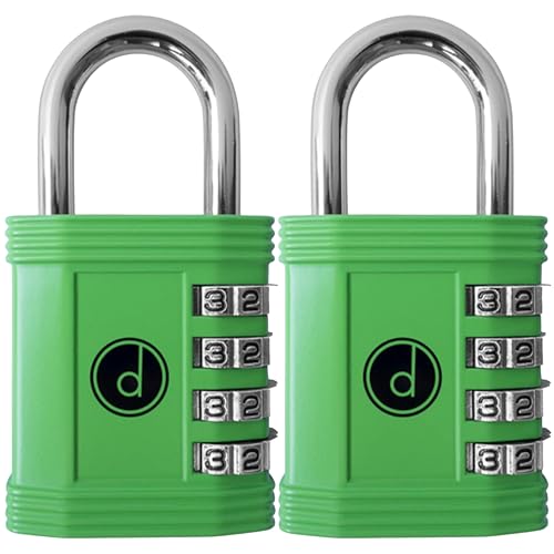 desired tools Padlock (2 Pack) 4 Digit Combination Lock - for Gym School Locker, Outdoor Gate, Shed, Fence, and Storage - Weatherproof Metal - Keyless, Easy to Set, Resettable - Green - Image 1