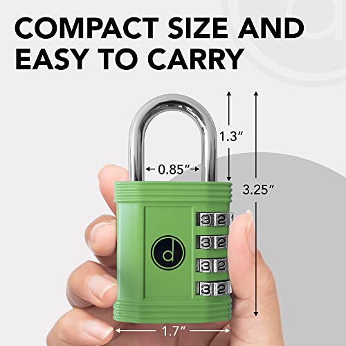 desired tools Padlock (2 Pack) 4 Digit Combination Lock - for Gym School Locker, Outdoor Gate, Shed, Fence, and Storage - Weatherproof Metal - Keyless, Easy to Set, Resettable - Green - Image 2