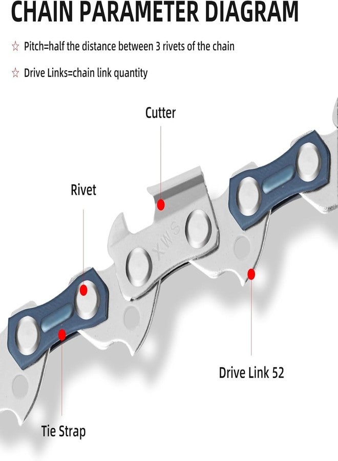 GSSHBR 4 Pack 8 Inch Chainsaw Chain 050" Gauge, 3/8" LP Pitch, 33 Drive Links, 8 Inch Pole Saw Chains Fits for Chicago Sun Joe SWJ800E SWJ806E Portland, Greenworks, Chicago and More- S33 - Image 3