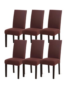 Generic Dining Chair Covers,Kitchen Chair Cover,Spandex Chair Protectors for Dining Room Stretch Chairs Cover Set of 6 -Brown  - Image 1
