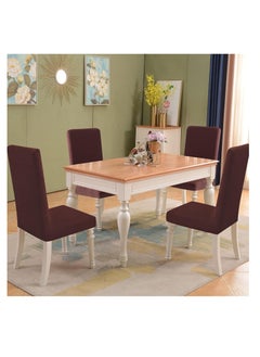 Generic Dining Chair Covers,Kitchen Chair Cover,Spandex Chair Protectors for Dining Room Stretch Chairs Cover Set of 6 -Brown  - Image 2