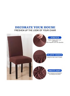Generic Dining Chair Covers,Kitchen Chair Cover,Spandex Chair Protectors for Dining Room Stretch Chairs Cover Set of 6 -Brown  - Image 5