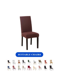 Generic Dining Chair Covers,Kitchen Chair Cover,Spandex Chair Protectors for Dining Room Stretch Chairs Cover Set of 6 -Brown  - Image 4