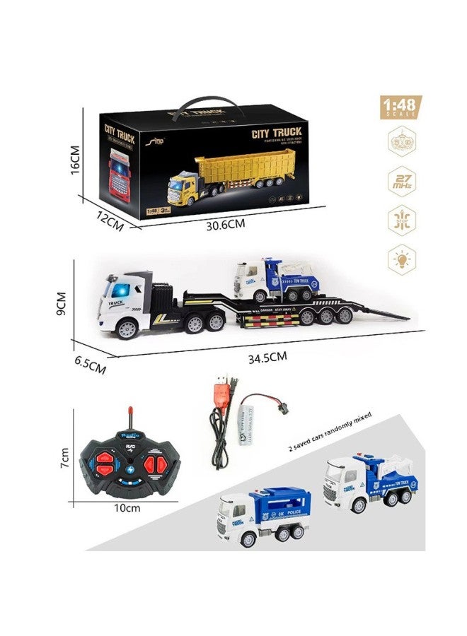 Wireless Remote Control Car Half-trailer Engineering Vehicle Heavy Transport Truck Self-dumping Truck Boys Model Toy-Color:QH200-18D Flat Head Rescue Transport Vehicle With 1 Inertia Vehicle-Proportion:Package Three: 1 Lithium Battery 1 Charging Line 1 Remote Control Battery  - Image 1