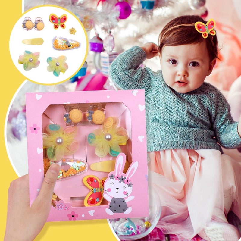 kapimo 8 pcs Hair Clips for Baby Girls Toddlers Assorted Stylish Fashion Kids Hair Accessories Gift Set Box (YELLOW) - Image 5