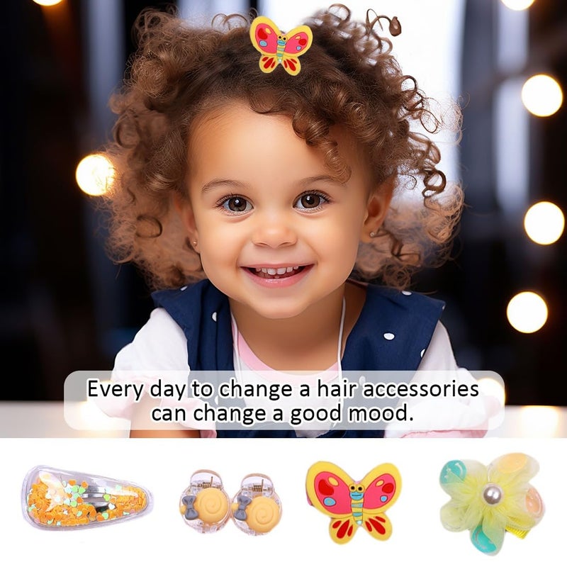 kapimo 8 pcs Hair Clips for Baby Girls Toddlers Assorted Stylish Fashion Kids Hair Accessories Gift Set Box (YELLOW) - Image 4