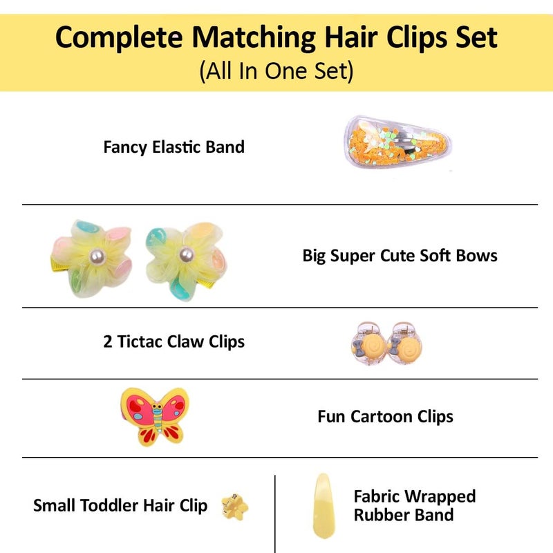 kapimo 8 pcs Hair Clips for Baby Girls Toddlers Assorted Stylish Fashion Kids Hair Accessories Gift Set Box (YELLOW) - Image 2
