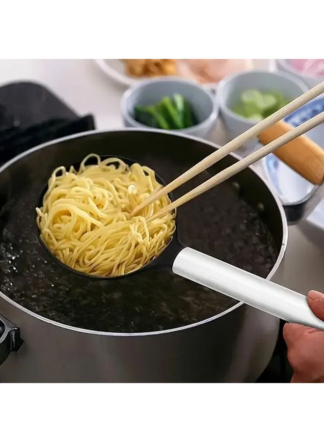 ملعقة مشقوقة من السيليكون المقاوم للحرارة باللون الرمادي، خالية من مادة BPA، غير لاصقة، مع مقبض من الفولاذ المقاوم للصدأ، للطهي والتقديم. - Image 5