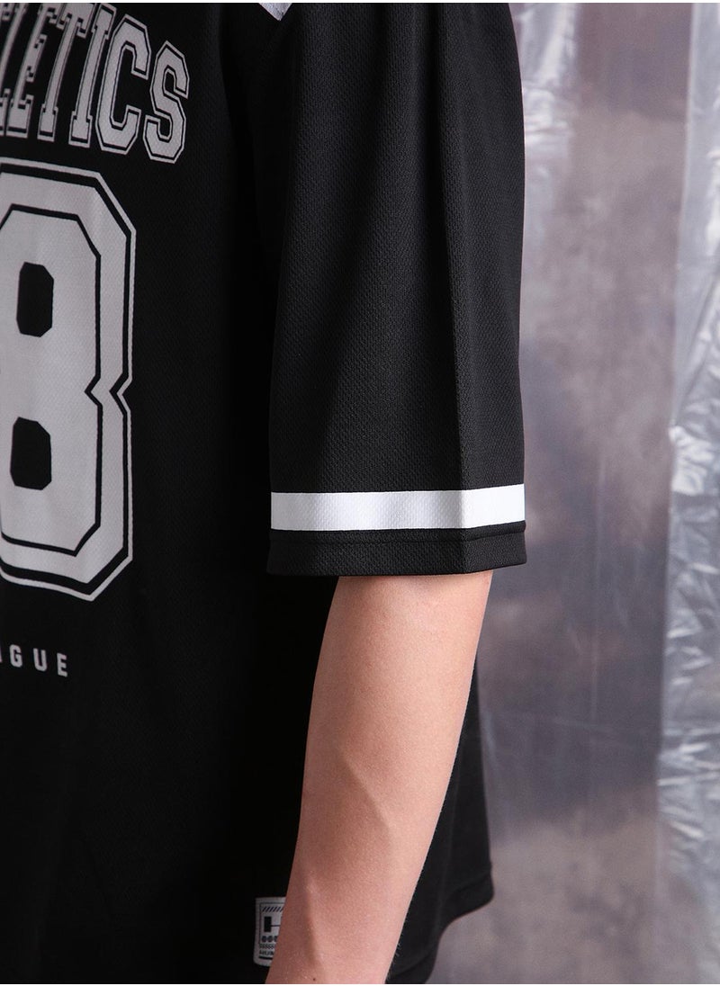 Hubberholme - Black Oversized Tshirts Printed design crafted from 100% Polyester featuring Half Sleeve with Slip on closure. - Image 1