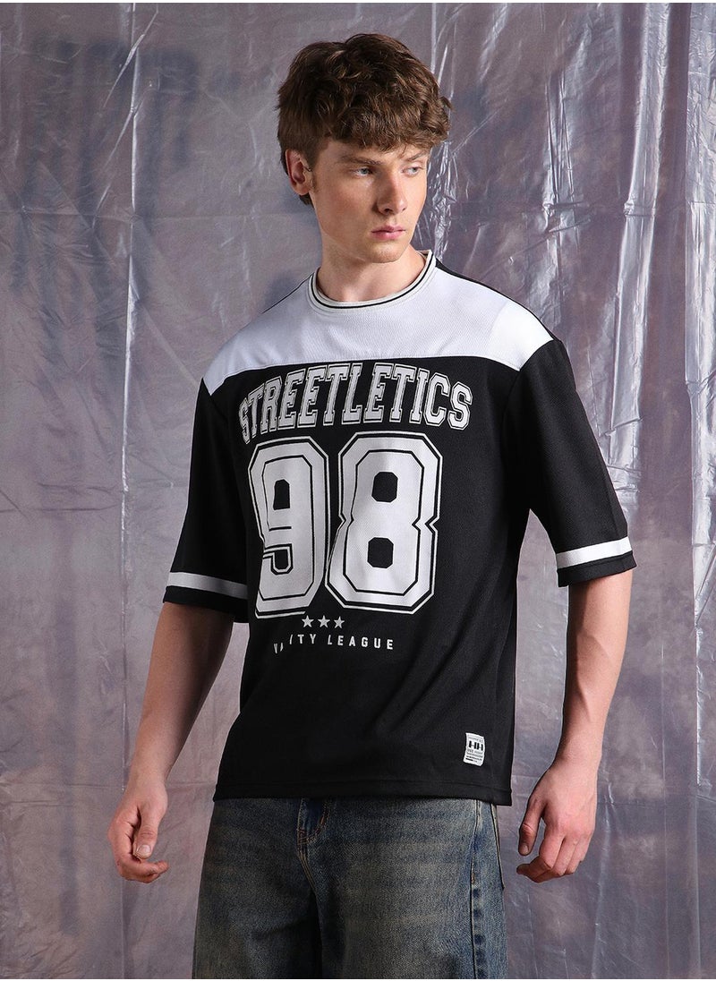 Hubberholme - Black Oversized Tshirts Printed design crafted from 100% Polyester featuring Half Sleeve with Slip on closure. - Image 1
