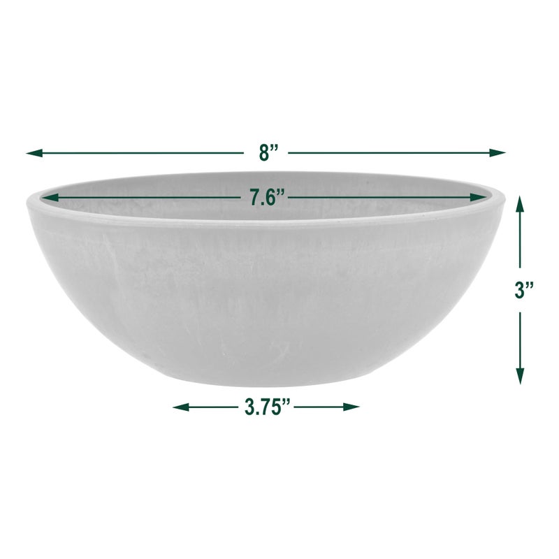 PSW Pot Collection M20DCB 8-inch Plastic/Stone/Wood Composite Low Bowl Planter â€“ No Drainage Hole (Drillable), Shallow Indoor/Outer Pot for Succulents, Bonsai, Fairy Gardens, Herbs, Dark Charcoal - Image 4
