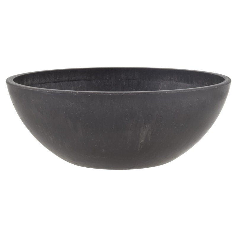 PSW Pot Collection M20DCB 8-inch Plastic/Stone/Wood Composite Low Bowl Planter â€“ No Drainage Hole (Drillable), Shallow Indoor/Outer Pot for Succulents, Bonsai, Fairy Gardens, Herbs, Dark Charcoal - Image 1