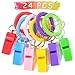 PROLOSO PRLOSO 24 Pieces Whistle Bracelets with Keychain for Kids Party Favors Noisemaker Plastic Sports Party Whistle Toys Bulk - Image 2