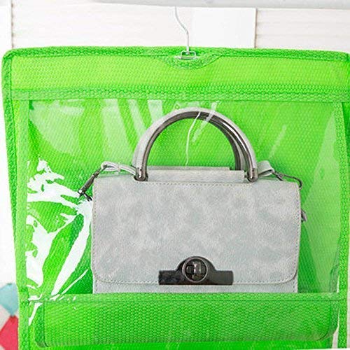 Coolkart 6 Pocket PVC Storage Bag Organizer Hanging Bags Closet Organizer Wardrobe Rack Hangers Holder for Fashion Handbag Purse Pouch Multi - Image 3