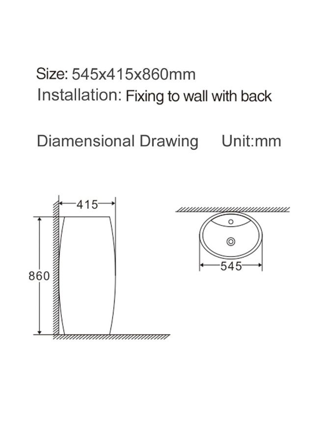 DANUBE HOME Milano Ceramic Basin Wash Basin Sink For Bathroom Commercial Lavatories 447 Gloss Black/White - Image 2