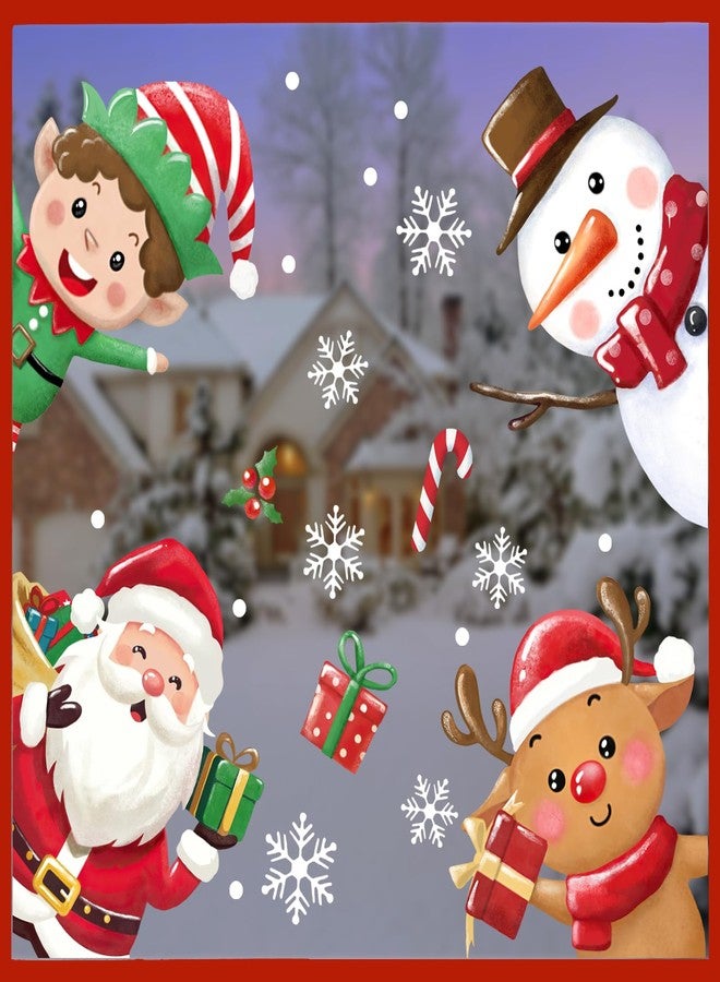 Mfault ملصقات نوافذ عيد الميلاد من إمفولت، ملصقات بابا نويل، رجل الثلج، الرنة، ندفة الثلج، زينة، هدايا شتوية، حلوى، توت العليق، ديكور منزلي ومطبخي - Image 1