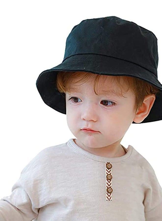 UTOWO Kids 2-4T Sun Bucket Hats Toddler Anti-UV-Protection - Cotton Wide Brim Hats (Black) - Image 2