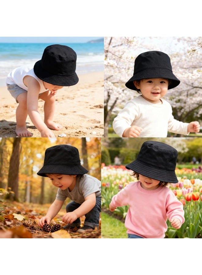 UTOWO Kids 2-4T Sun Bucket Hats Toddler Anti-UV-Protection - Cotton Wide Brim Hats (Black) - Image 5