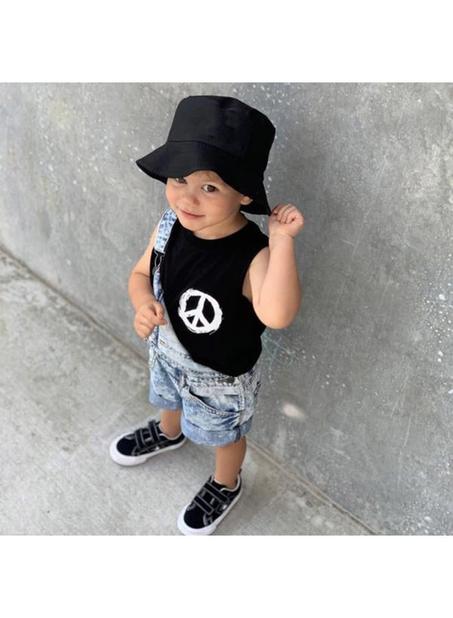UTOWO Kids 2-4T Sun Bucket Hats Toddler Anti-UV-Protection - Cotton Wide Brim Hats (Black) - Image 3