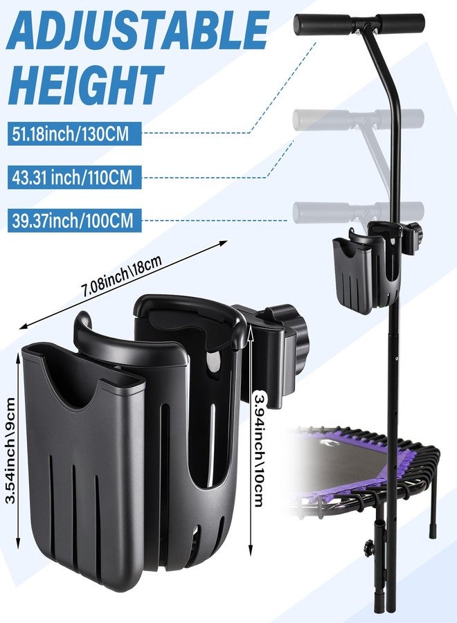 Leinuosen Trampoline Handle Bar Only Handle Bar for Fitness Trampoline with Water and Phone Holder Height from 39'' to 51'' Fit for Foot Tube Within 0.98'' to 1.38'' Diameter Rebounder Accessories - Image 2