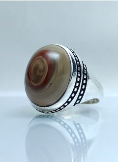 Soleimani Yemeni Natural Agate Men Ring with 925 Sterling Silver