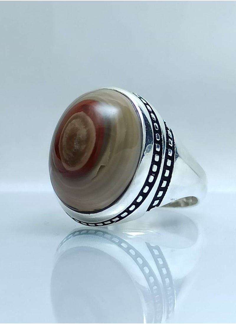 Generic - Soleimani Yemeni Natural Agate Men Ring with 925 Sterling Silver - Image 1