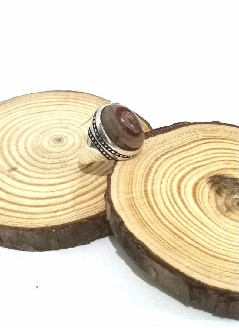 Generic - Soleimani Yemeni Natural Agate Men Ring with 925 Sterling Silver - Image 1