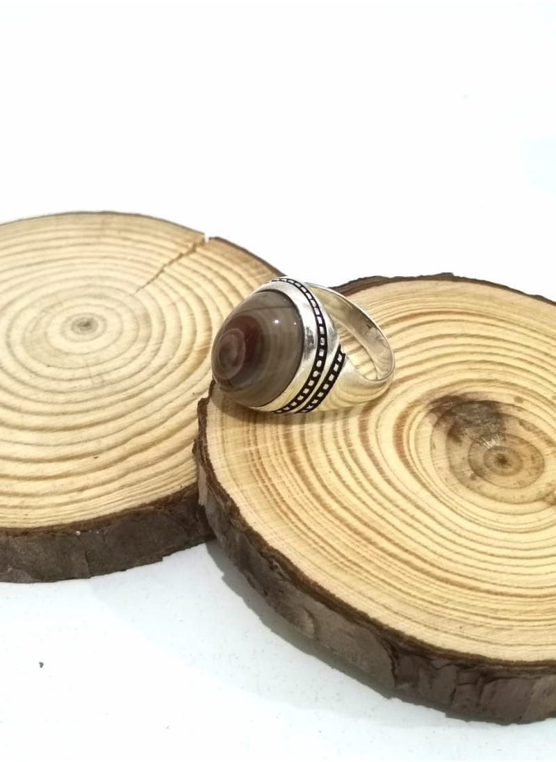Generic - Soleimani Yemeni Natural Agate Men Ring with 925 Sterling Silver - Image 1