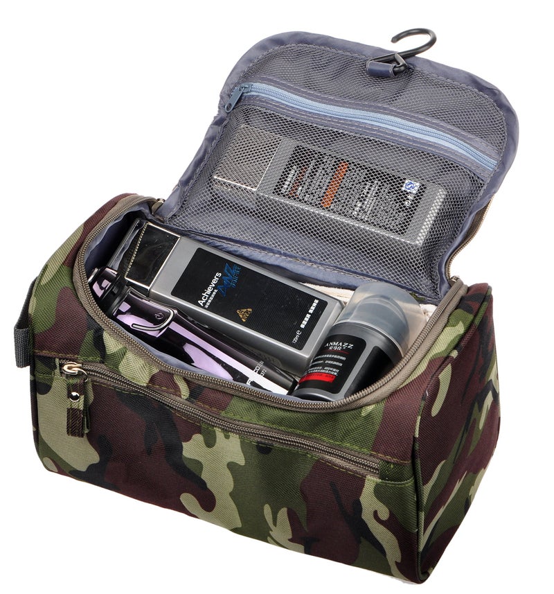 Vercord Mens Toiletry Bag Wash Travel Small Shaving Dop Kit Shower Bathroom Ditty Hygiene Bag Camo Dark Green - Image 2
