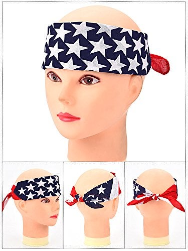 Maxdot American Flag Bandanas USA Flag Headband Kerchief Unisex Cowboy Bandanas Patriotic Accessories (3) - Image 2