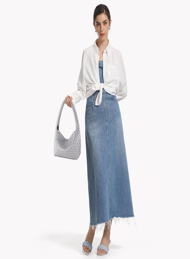 LIKEBAG Woven Handbag for Woman Vegan Leather Shoulder bag and Purse Small Fashion Shopper Totes Ladies Underarm Bags (Silvery) - Image 2