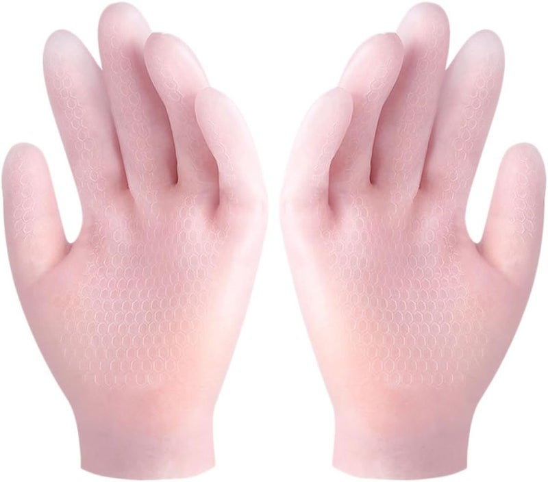 Moisturizing Gloves for Dry Cracked Hands Home Hand Treatment with Softening Brightening Exfoliating Effects Washable and Reusable for Women - Image 1