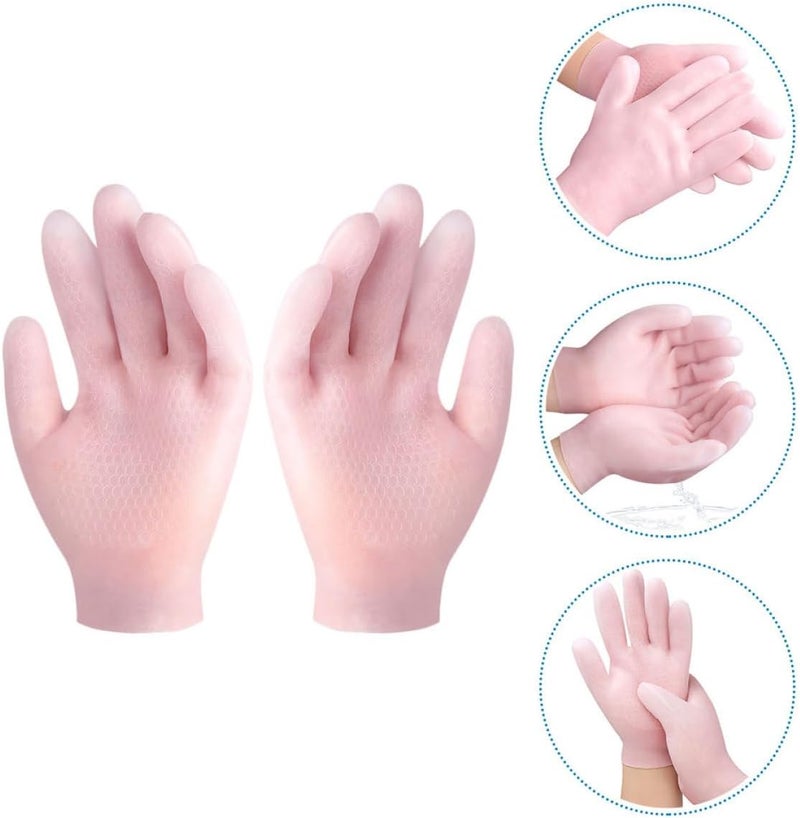 Moisturizing Gloves for Dry Cracked Hands Home Hand Treatment with Softening Brightening Exfoliating Effects Washable and Reusable for Women - Image 4