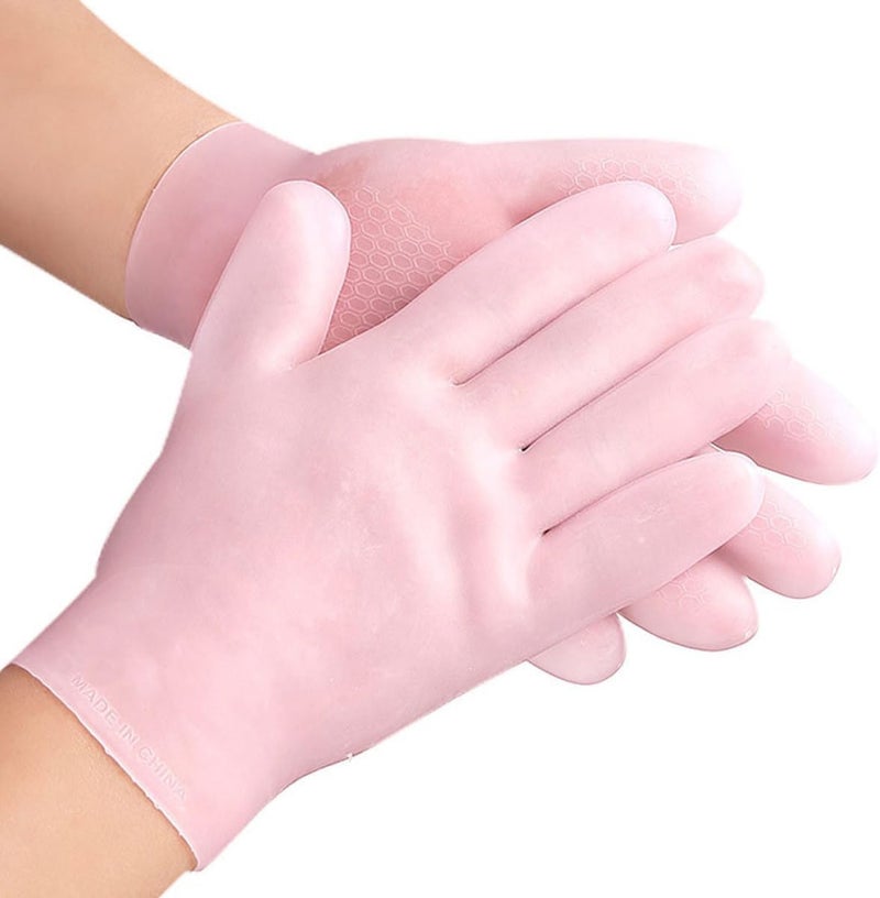 Moisturizing Gloves for Dry Cracked Hands Home Hand Treatment with Softening Brightening Exfoliating Effects Washable and Reusable for Women - Image 2