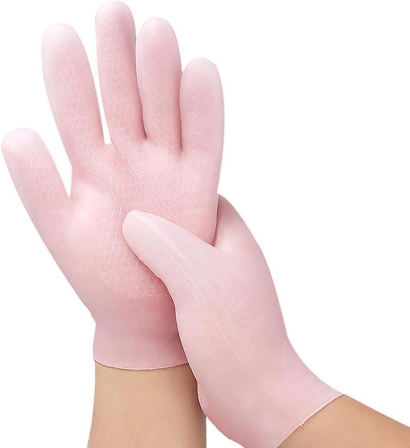 Moisturizing Gloves for Dry Cracked Hands Home Hand Treatment with Softening Brightening Exfoliating Effects Washable and Reusable for Women - Image 5